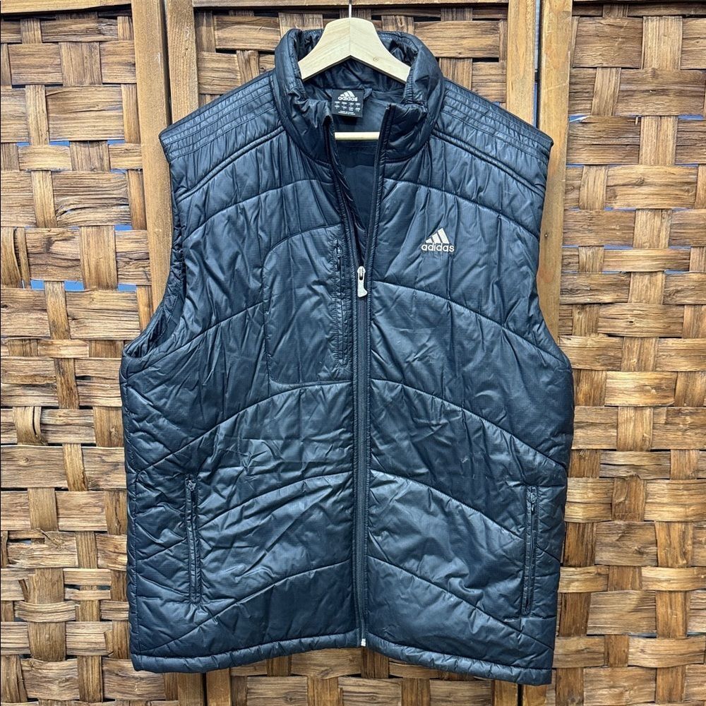 Vintage Adidas Men's Quilted Black Vest